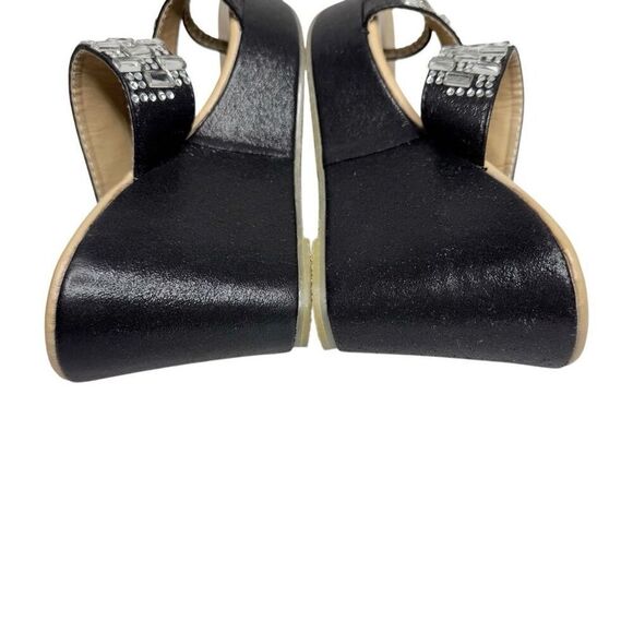 Patrizia by spring step black Vegas crystal jeweled toe wedge sandals size 38 (7 - Picture 9 of 12